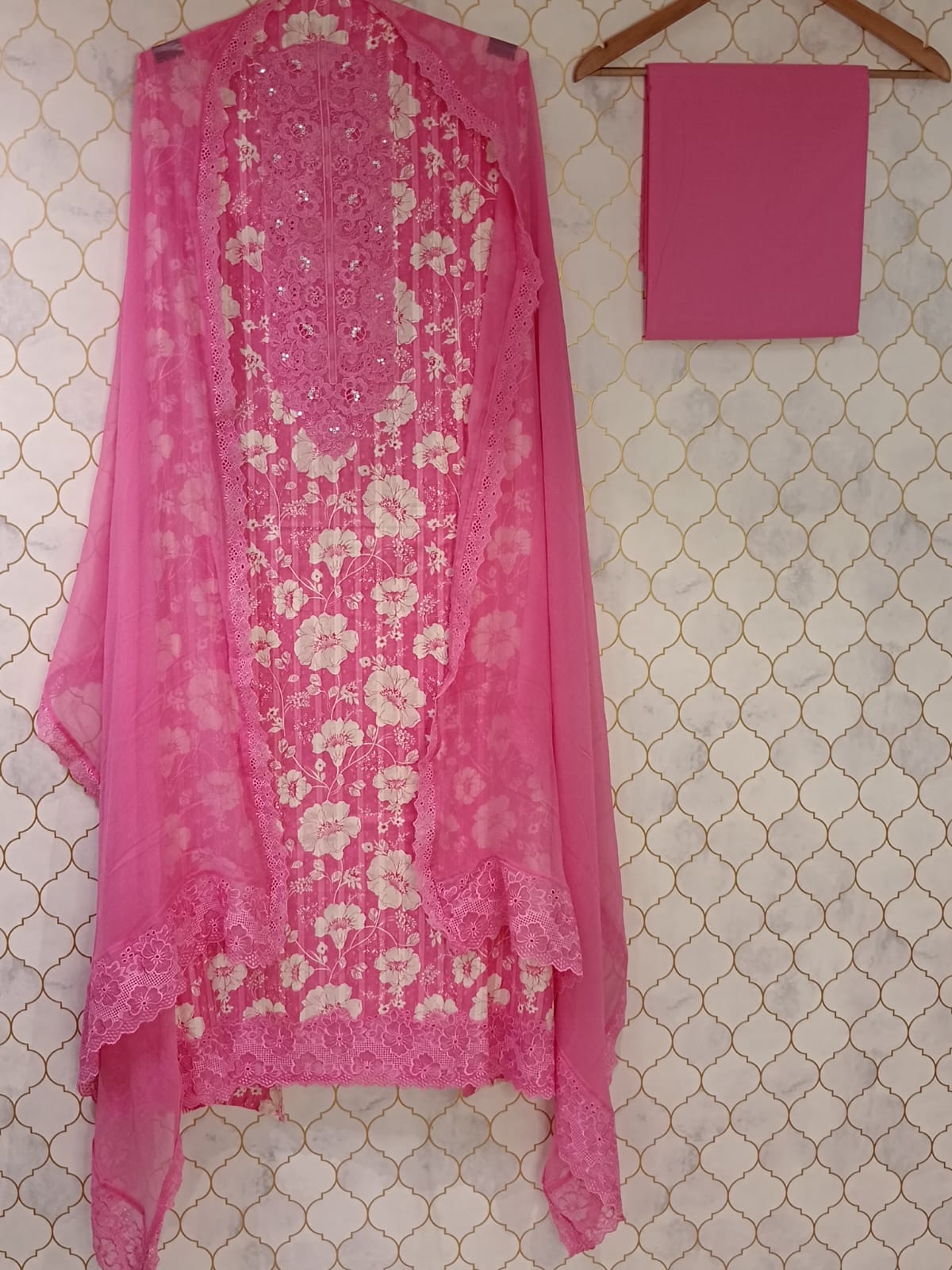 pure mul cotton with all over floral print neckline pure mul cotton with all over floral print neckline