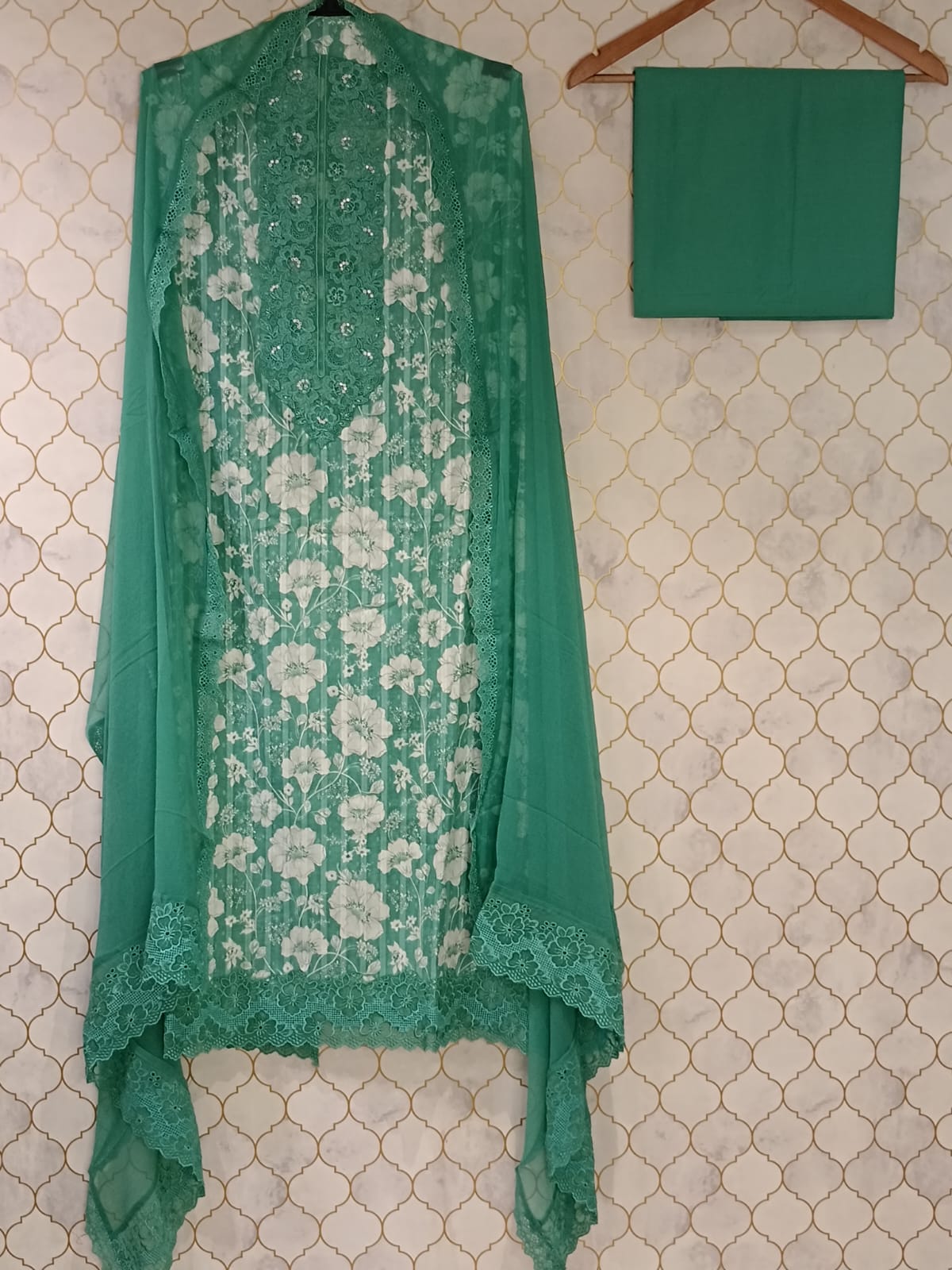 pure mul cotton with all over floral print neckline pure mul cotton with all over floral print neckline