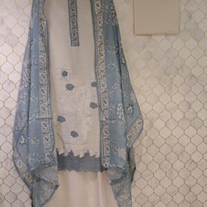 pure cotton lilan gehra with applique work
