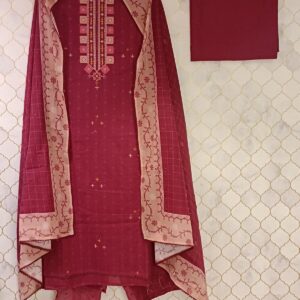 pure cotton and on neckline multi color geometric