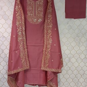 pure cotton silk on neckline kashmiri thread work gehra lace