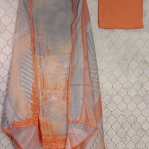 pure maslin with digital and thread print ogranza scalaps lace border