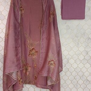 pure crush tissue floral with zari embroidery