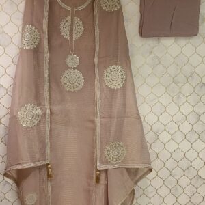 pure koskii brown zari work