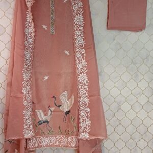 pure tissue silk with thread embroidery