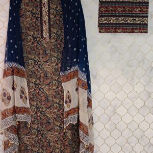 pure cotton pashimna block print all over on neckline