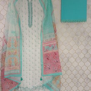 pure cotton with thread work and lace given