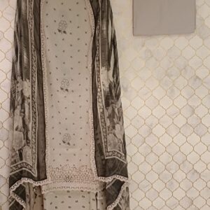 pure cotton with all over digital print scalaps lace on gehra