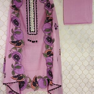 U1013- Pure Cotton mul-mul Neckline Lace Detailing with tassels and Gehra fruit Thread Work
