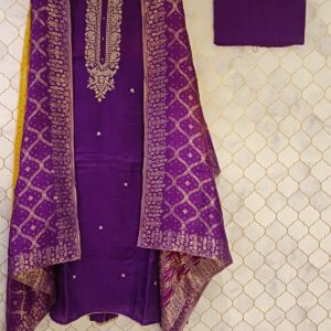 U1020- Pure Cotton Tissue Floral and zari Thread Embroidery on Neckline