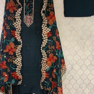 U1023- Pure Cotton Silk with gotta pati,Mirror Work on Neckline
