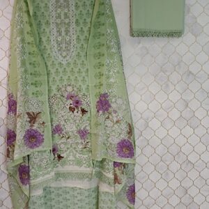 u1037 pure thik cotton divinity printed thread work on neckline lace given on gehra