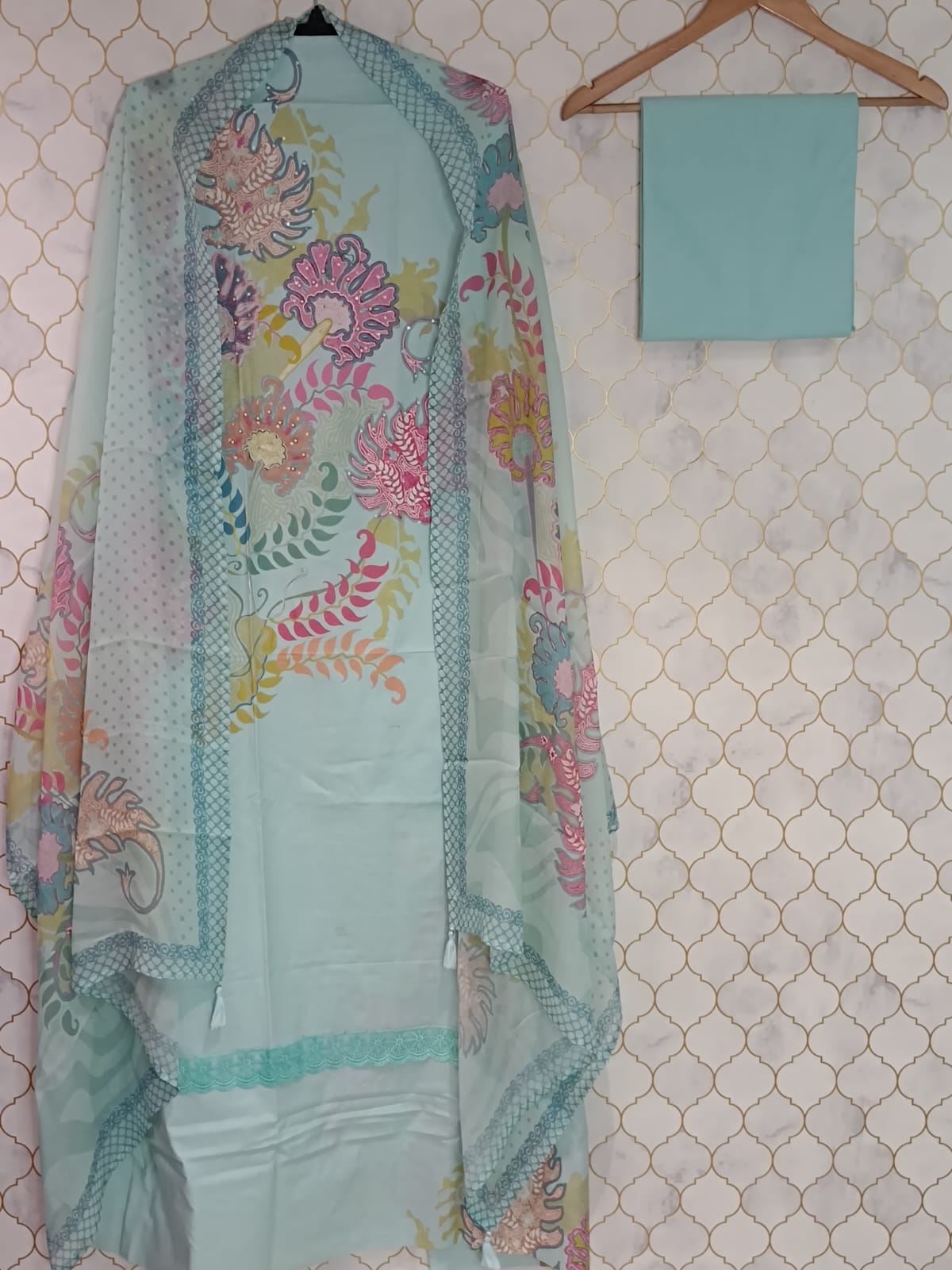 u1048 pure glass cotton with digital printed all over sequence on neckline given on hemline u1048 pure glass cotton with digital printed all over sequence on neckline given on hemline