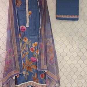 u1050 pure glass cotton with digital printed lace given on neckline and hemline