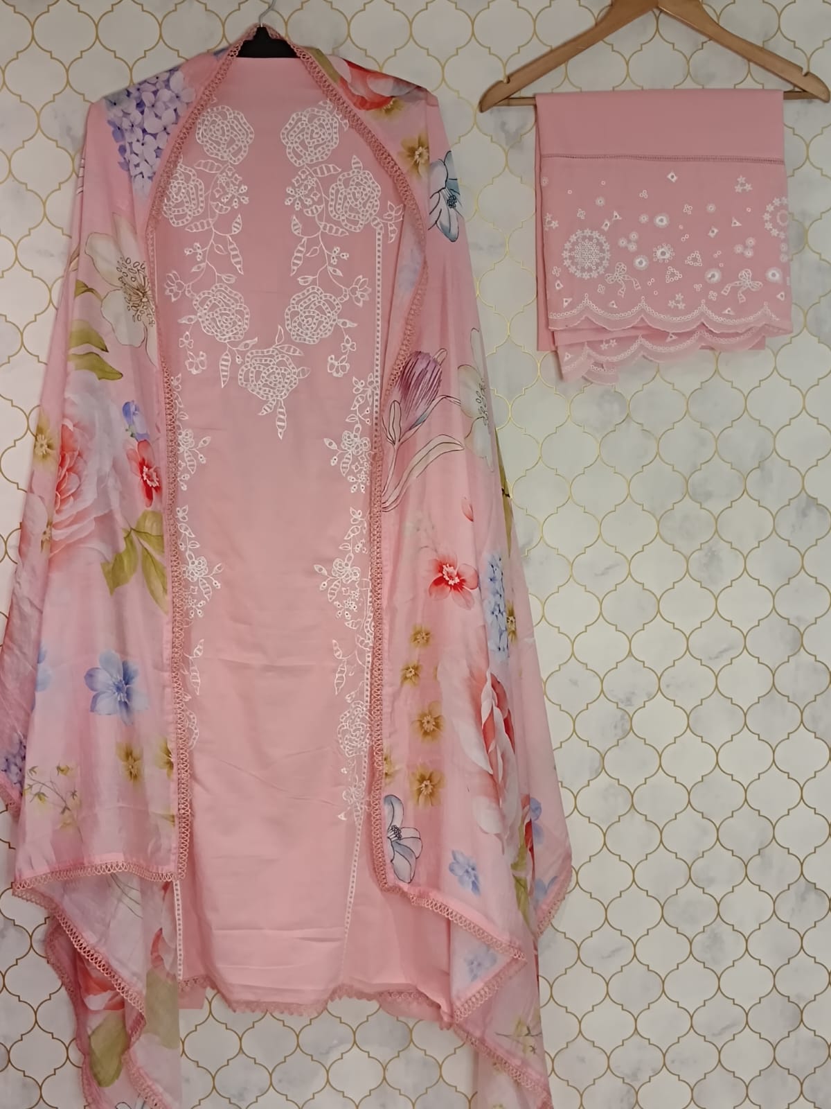 u1051 pure cotton mul with thread work on front lace given on hemline u1051 pure cotton mul with thread work on front lace given on hemline