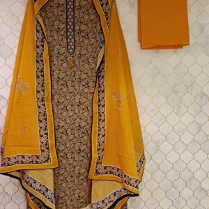 u1052 pure thik cotton with hand block printed thread work on neckline lace given on hemline