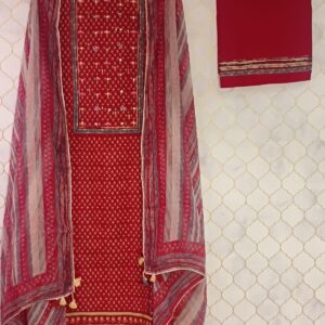 u1058 pure thick cotton with block printed lace given on hemline