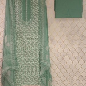 u1059 pure thik cotton printed all over neckline with pearls and patti lace given on hemline