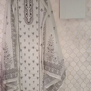 u1060 pure cotton front printed neckline thread work with lace detailing lace given on hemline