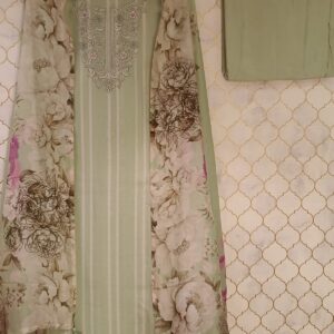 u1069 pure cotton mul mul strip print thread work on neckline and hemline with scallops