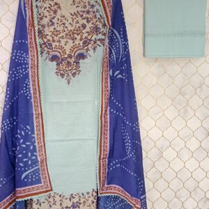 u1070 pure cotton printed neckline and printed hemline with lace detailing