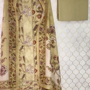 u1074 pure thik cotton with digital printed thread work in front beading lace given on hemline