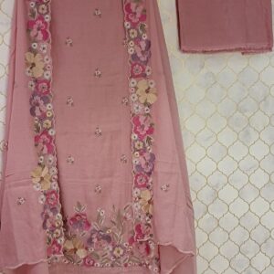 u1076 pure cotton mul mul with patch flower work and lace given on hemline and thread buties in front