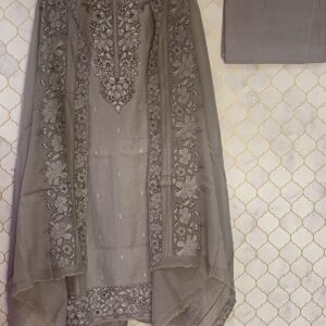 u1092 pure mul mul silk with thread cutdana detailing on neckline thread embroidery on hemline