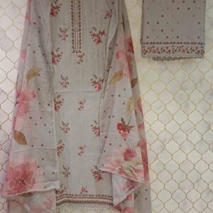 u1056 pure thik cotton with thread print all over and digital flower printed lace given on neckline and hemline