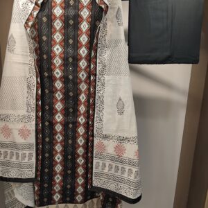 U1099-Pure Cotton Ajrakh Prints with Sequence Mirror Detailing in front
