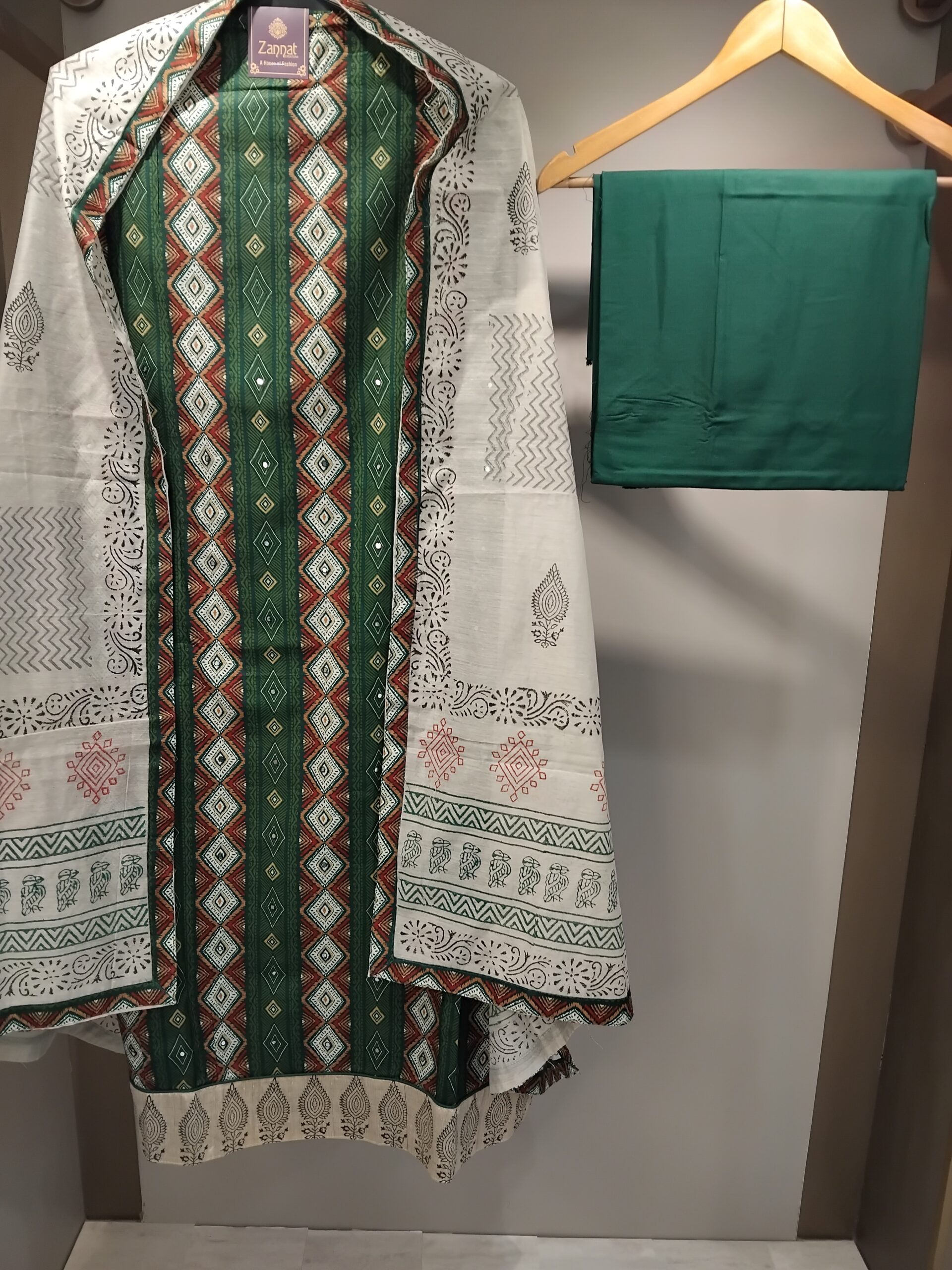 U1099-Pure Cotton Ajrakh Prints with Sequence Mirror Detailing in front - Image 2