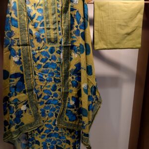 u1113 pure banarasi printed cotton neckline lace detailing lace given on hemline