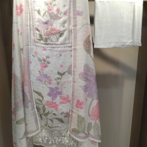 u1118 pure cotton mul mul flower printed lace cutdana work on neckline organza thread scallops lace on hemline