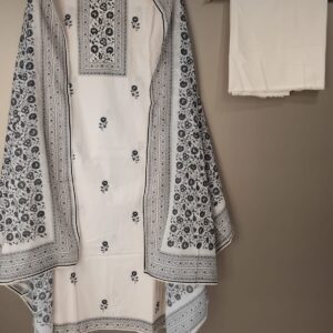 U1096- Pure Cotton Hand Block Printed all over Sequence and beads Detailing on Neckline