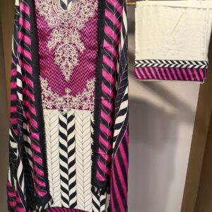 u1132 pure cotton muslin printed thread work with pearls detailing on neckline lace and tassels given on hemline