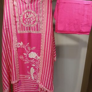 u1136 pure cotton muslin digital parrot prints in front cutdana work with zari detailing on neckline lace given on hemline