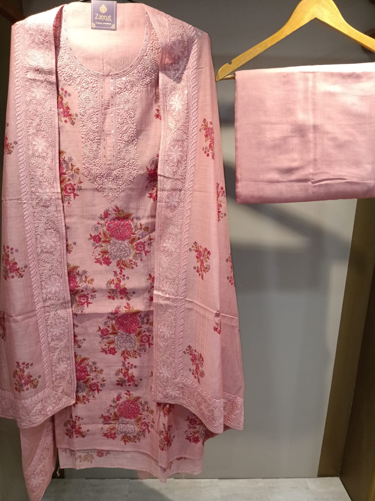 u1140 pure cotton mul mul flower printed thread work with sequence zari detailing on neckline u1140 pure cotton mul mul flower printed thread work with sequence zari detailing on neckline