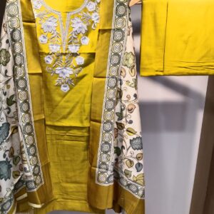 u1142 pure thick cotton thread flower work on neckline neck also given with extra sleeves