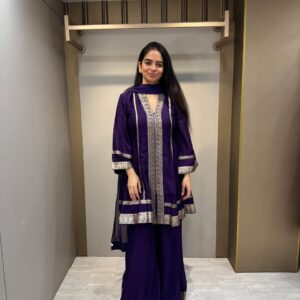 u1151 pure cotton silk v neck front cut frock look shirt with lace detailing front patti cutdana with sequence detailing